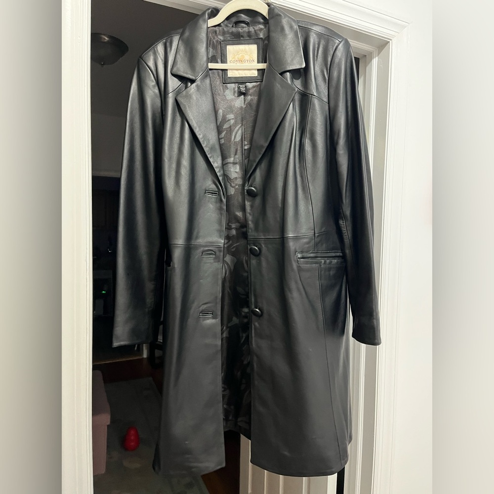 Covington Black Leather Coat